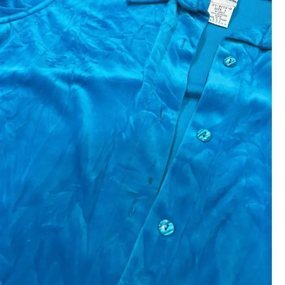 Roaman’s Blue Velvet Button Down Overshirt L - Picture 3 of 4